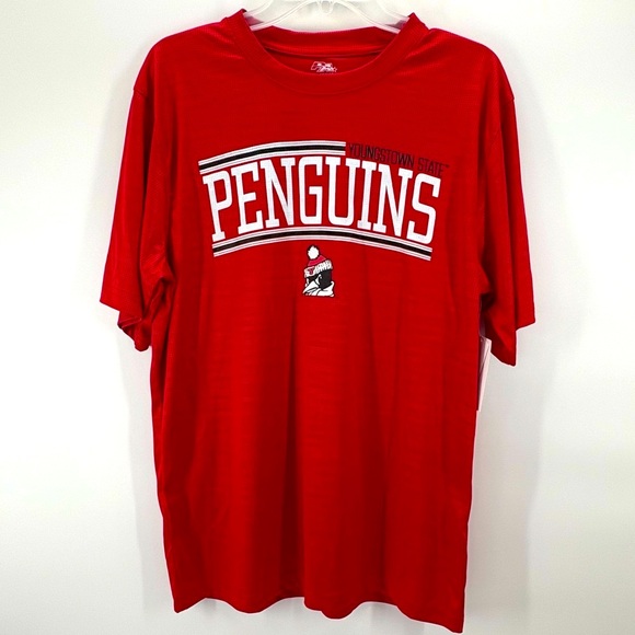 PEL Athletic Men’s sz M Red NCAA Youngstown State Penguins Short Sleeve Tee New - Picture 1 of 11